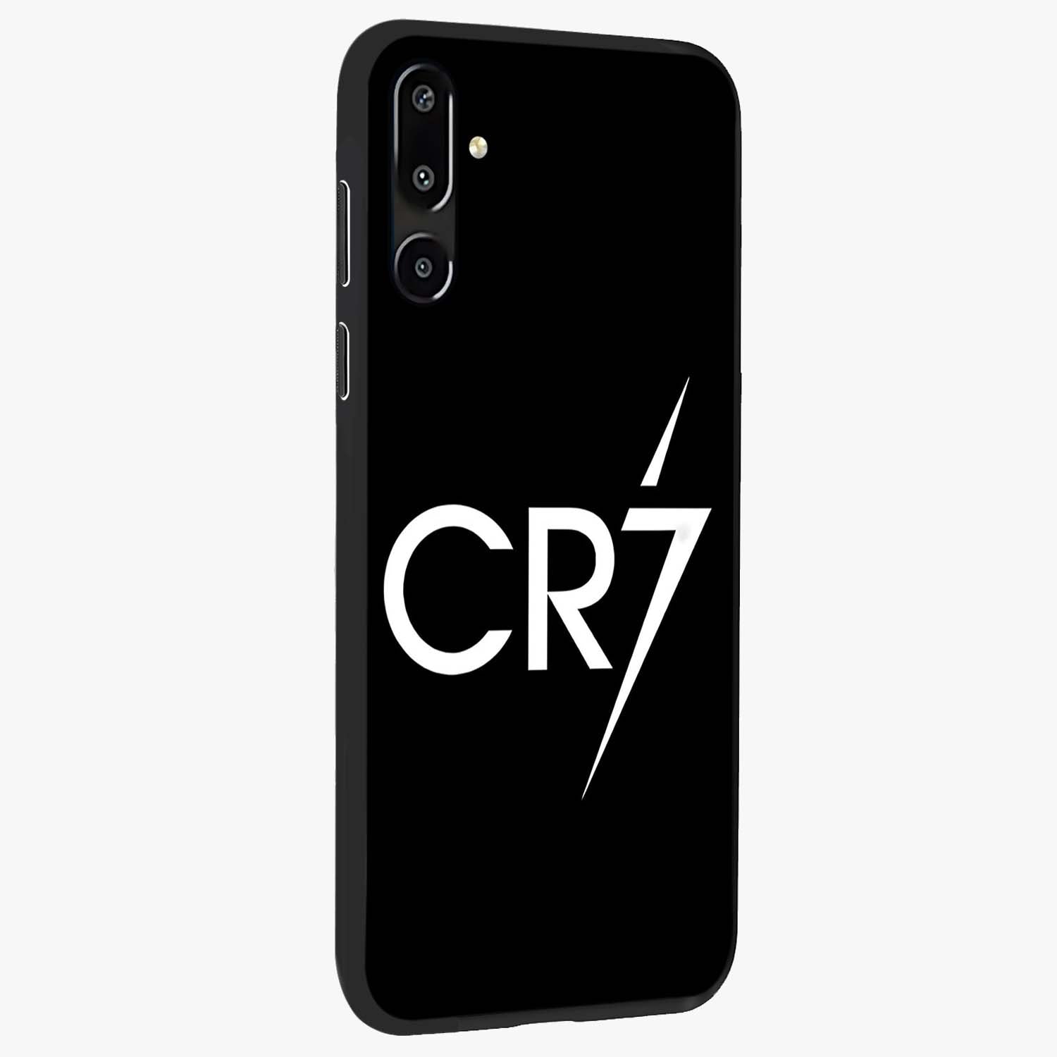 Cr7 Elite Strike Glass Case upright view showcasing energetic football inspired design with modern sports aesthetic.