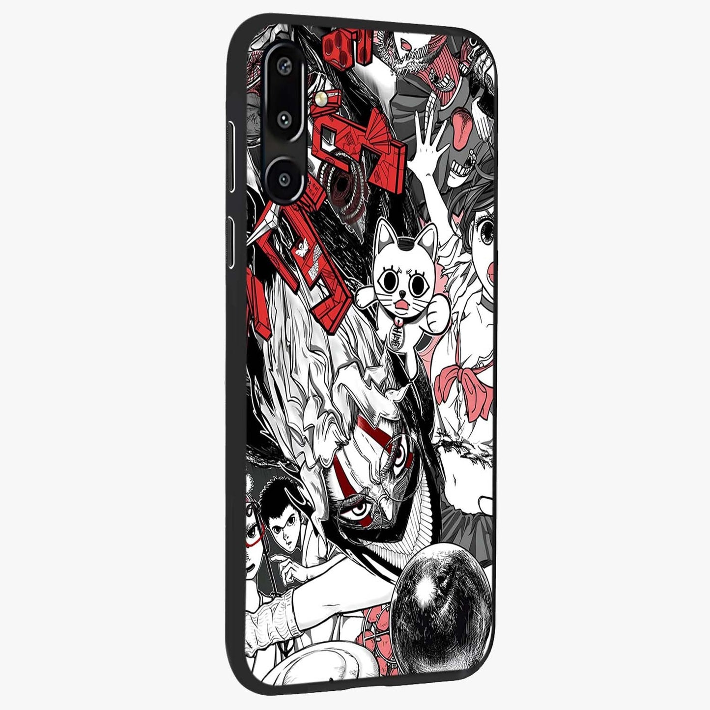 Crimson Chaos Panel Glass Case upright view showcasing intense crimson artwork with dramatic aesthetic style.