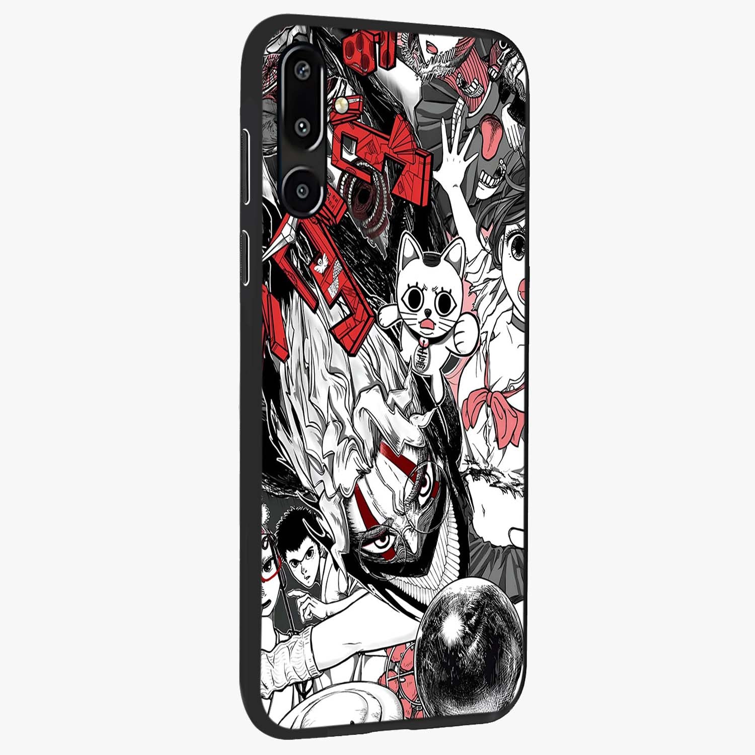 Crimson Chaos Panel Glass Case upright view showcasing intense crimson artwork with dramatic aesthetic style.