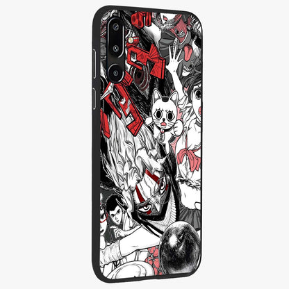 Crimson Chaos Panel Glass Case upright view showcasing intense crimson artwork with dramatic aesthetic style.