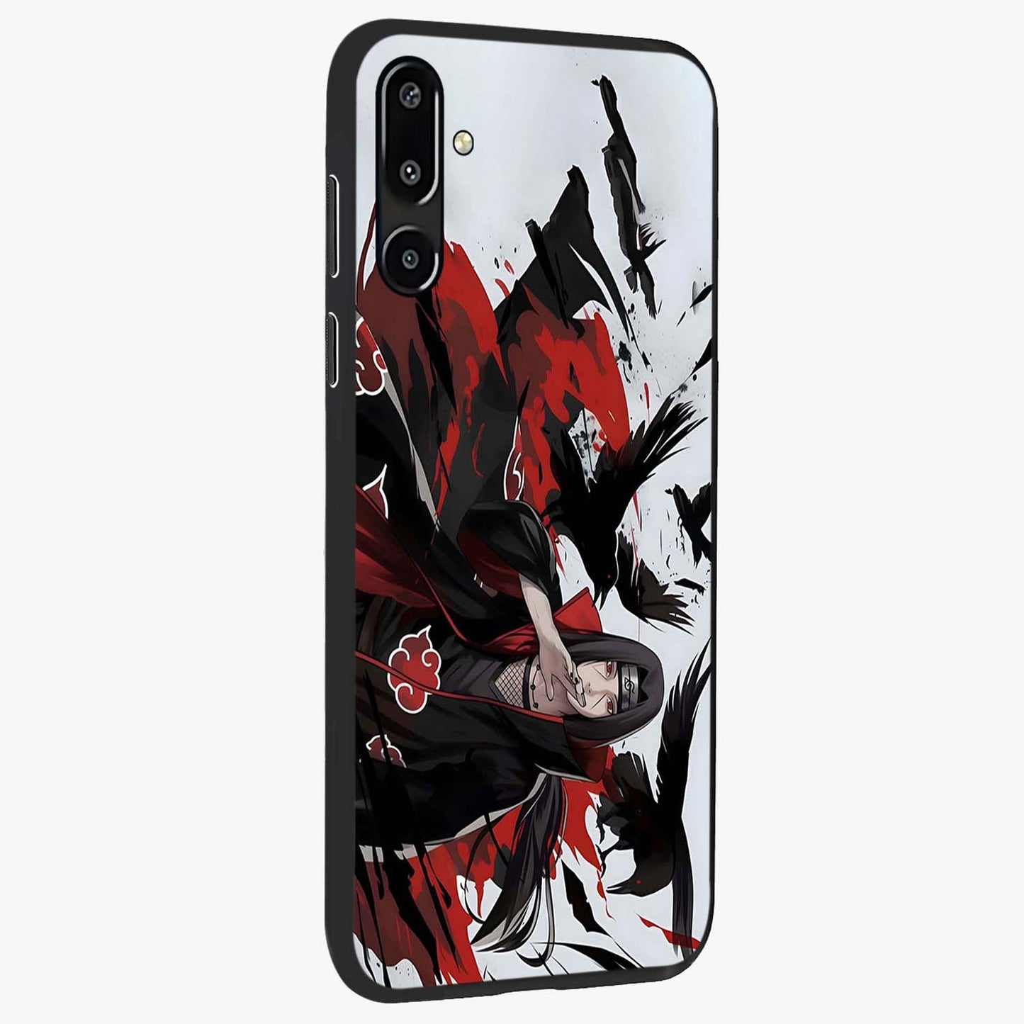 Crimson Crow Illusion Glass Case upright view showcasing striking crow illusion artwork with intense crimson theme.