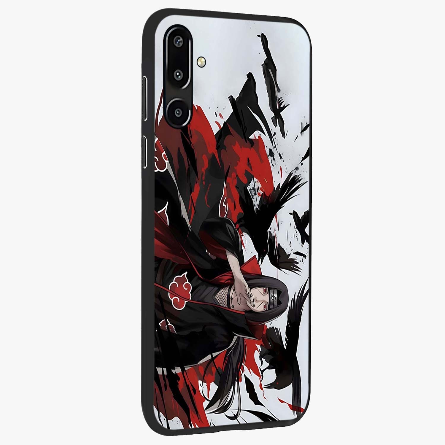 Crimson Crow Illusion Glass Case upright view showcasing striking crow illusion artwork with intense crimson theme.