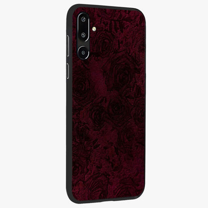 Crimson Fade Flow Glass Case upright view showcasing dynamic crimson flow artwork with stylish abstract theme.