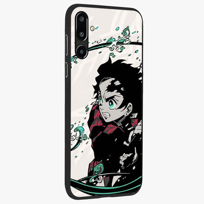 Demon Slayer Glass Case upright view showcasing powerful anime artwork with intense warrior theme.