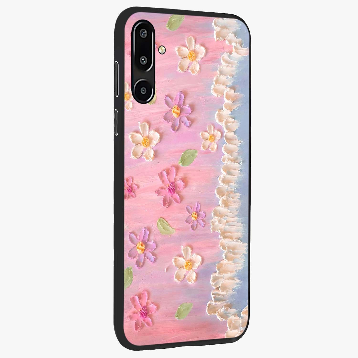 Dreamy Painted Garden Glass Case upright view showcasing vibrant floral garden artwork with artistic nature theme.