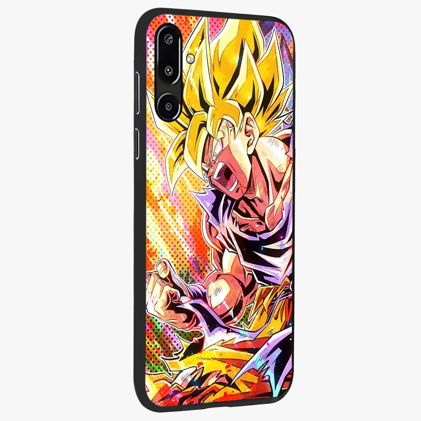 Firing Goku Glass Case upright view showcasing energetic anime artwork with bold warrior theme.
