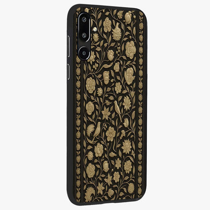 Golden Evil Eye Mandala Glass Case upright view showcasing decorative evil eye mandala artwork with spiritual aesthetic style.