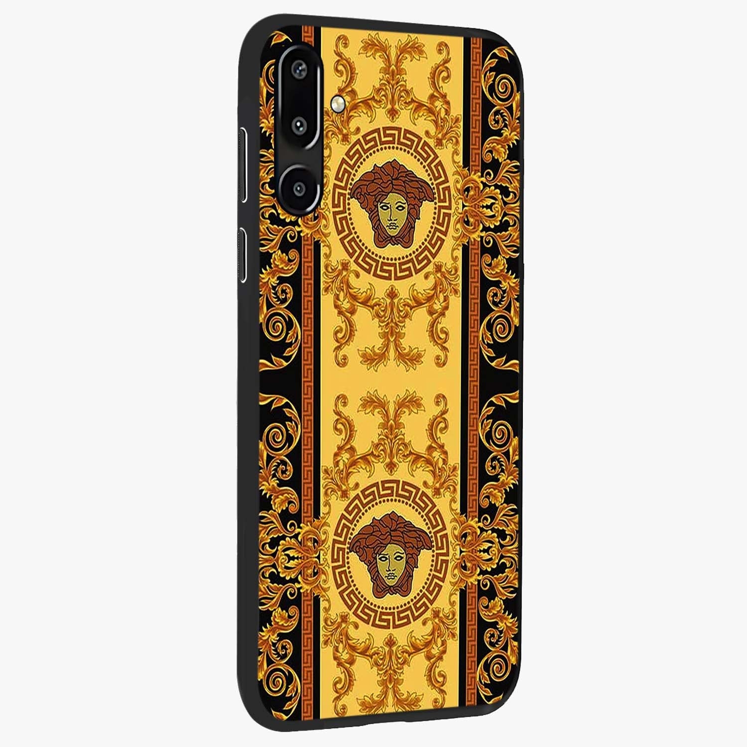 Golden Lotus Glow Glass Case upright view showcasing luminous lotus artwork with peaceful divine theme.