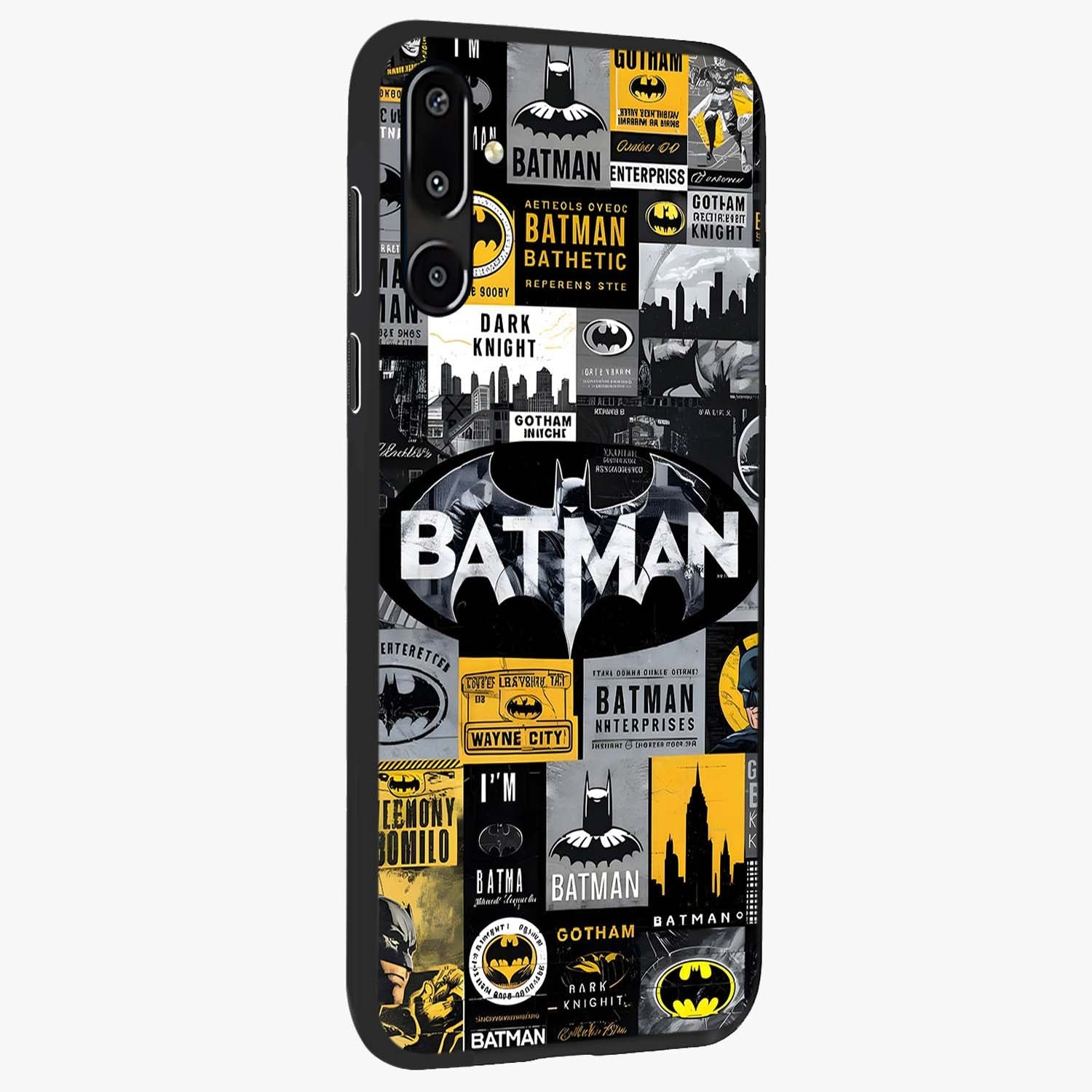 Knight Gotham Rise Glass Case upright view showcasing bold vigilante themed artwork with gothic city vibe.