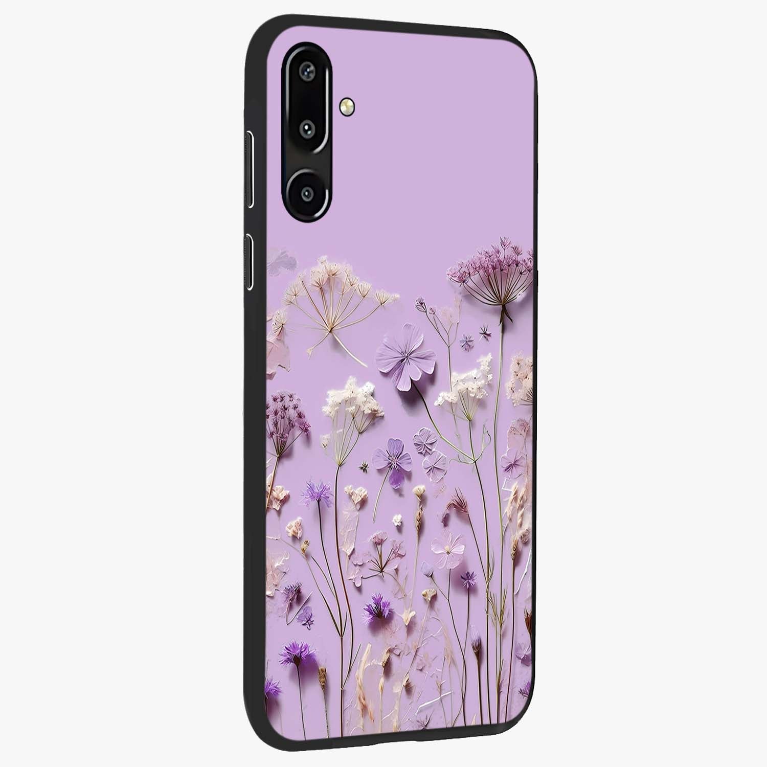 Lavender Blossom Dream Glass Case upright view showcasing delicate lavender blossom artwork with peaceful floral theme.