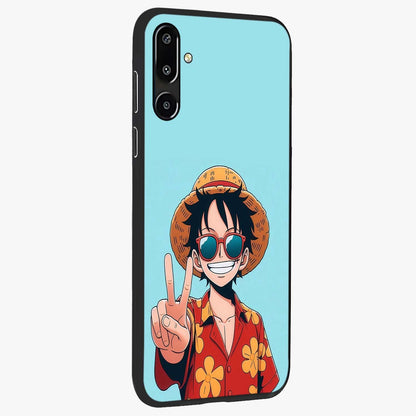 Luffy Summer Anime Vibe Glass Case upright view showcasing dynamic anime artwork with bright adventurous theme.