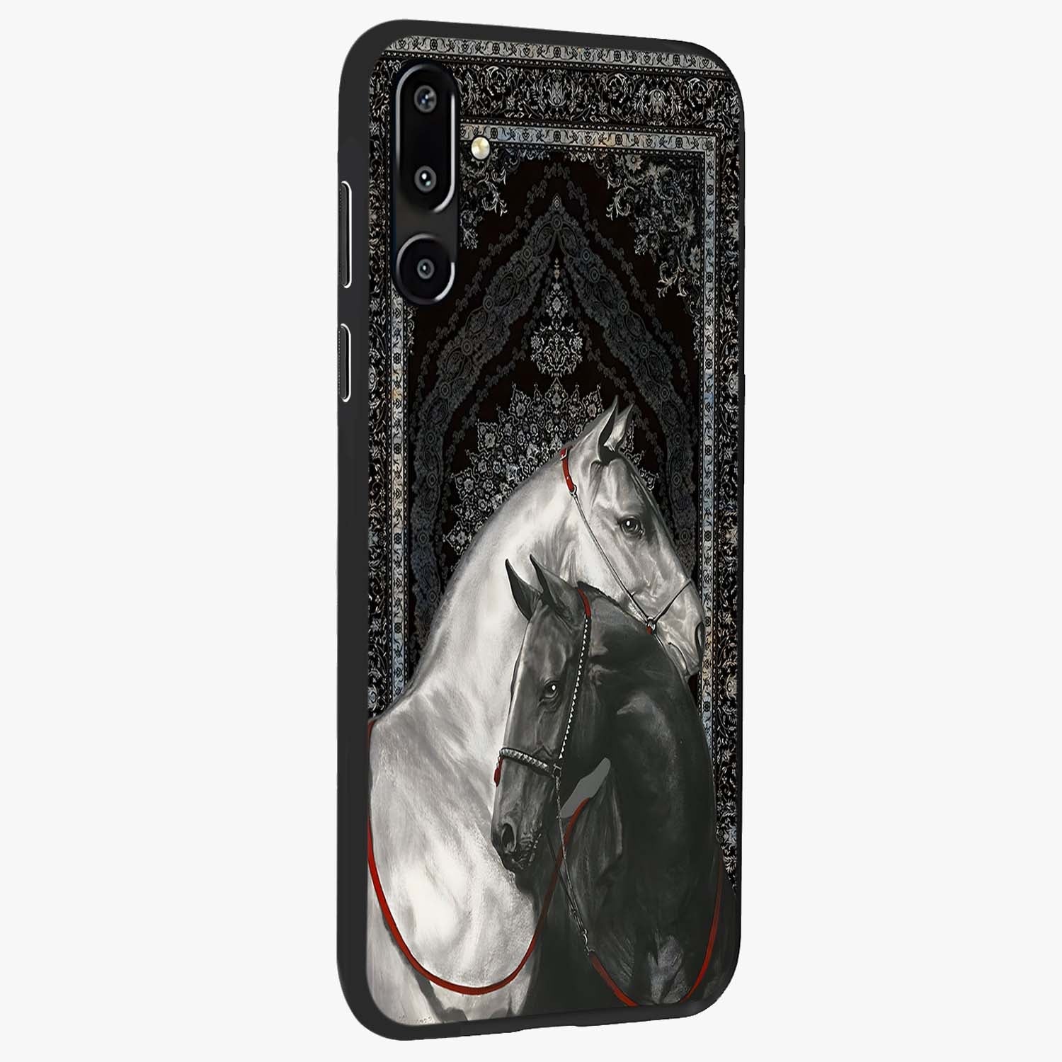 Majestic Ride Legacy Glass Case upright view showcasing dynamic ride inspired artwork with modern automotive theme.