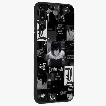 Midnight Chaos Mind Glass Case upright view showcasing expressive abstract artwork with bold dark theme.