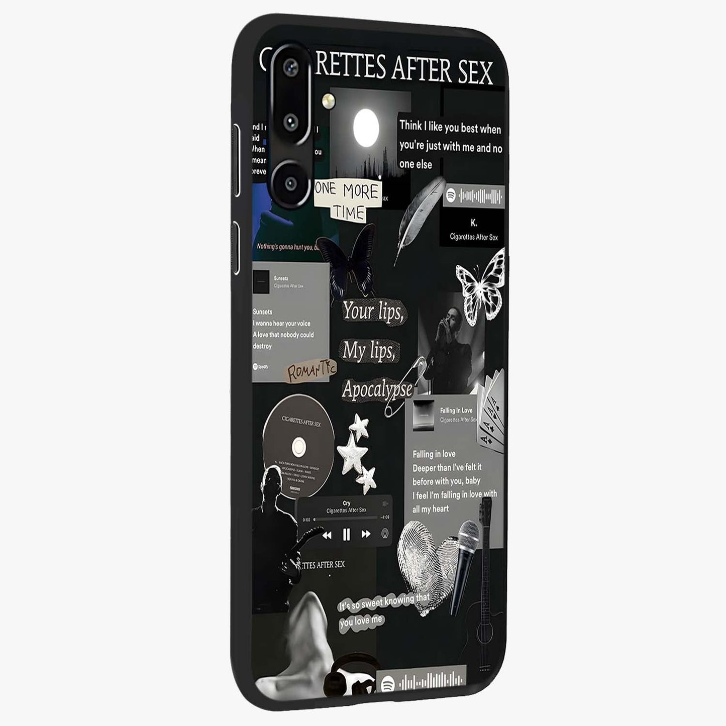 Midnight Love Echo Glass Case upright view showcasing expressive romantic artwork with dreamy midnight theme.