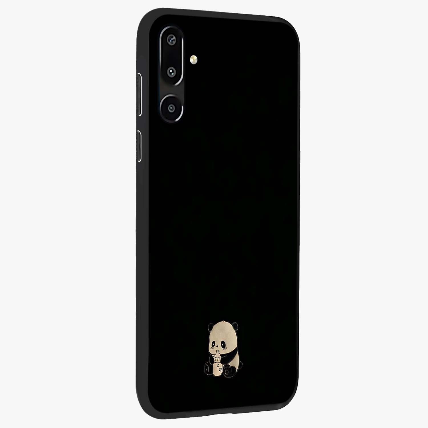 Midnight Panda Love Glass Case upright view showcasing charming panda artwork with playful romantic theme.