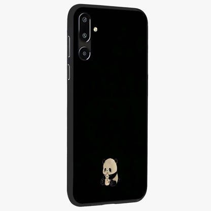 Midnight Panda Love Glass Case upright view showcasing charming panda artwork with playful romantic theme.