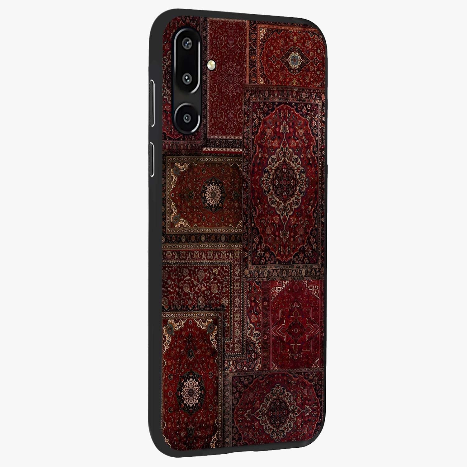 Persian Velvet Tale Glass Case upright view showcasing elegant Persian artwork with classic heritage theme.