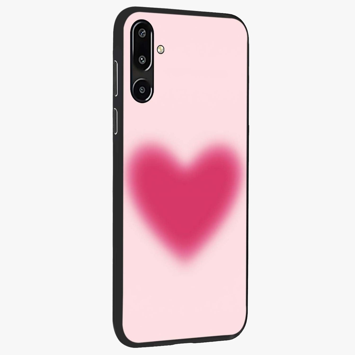 Pink Aura Heart Glass Case upright view showcasing romantic heart artwork with soft pastel theme.