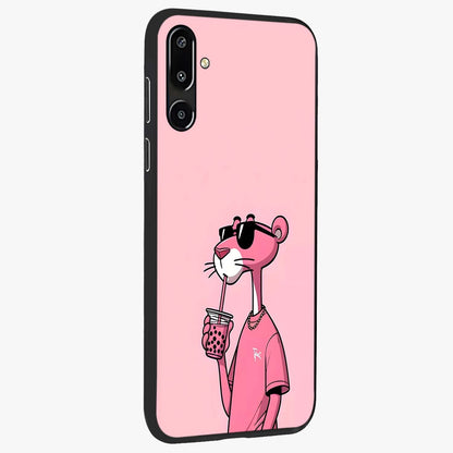 Pink Panther Glass Case upright view showcasing fun animated artwork with stylish retro cartoon theme.