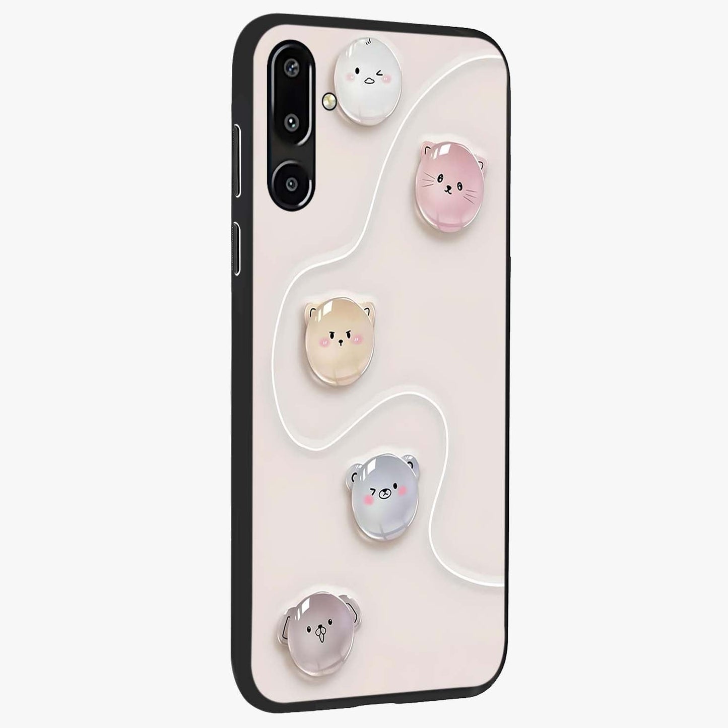 Puffy Face Parade Glass Case upright view showcasing adorable character artwork with cheerful animated theme.