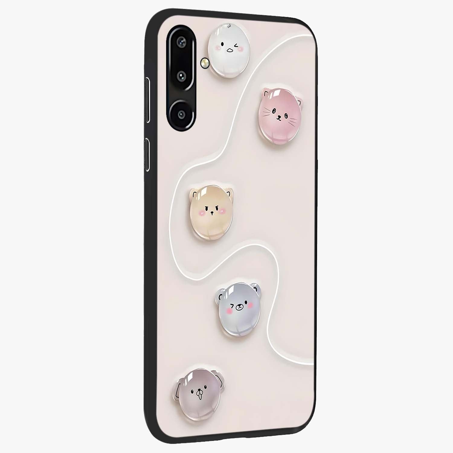 Puffy Face Parade Glass Case upright view showcasing adorable character artwork with cheerful animated theme.