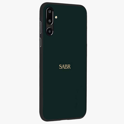 Sabr Minimal Patience Glass Case upright view showcasing calm minimalist artwork with motivational patience theme.