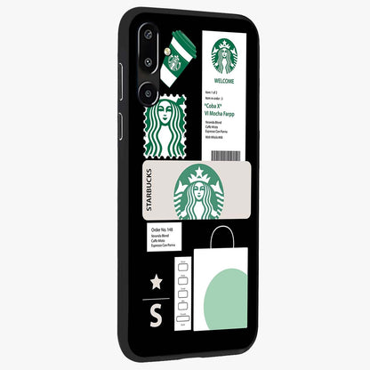 Starbucks Mocha Glass Case upright view showcasing trendy coffee inspired artwork with modern lifestyle theme.