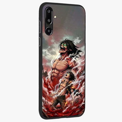 Titan Awakening Fury Glass Case upright view showcasing intense titan artwork with epic fantasy theme.