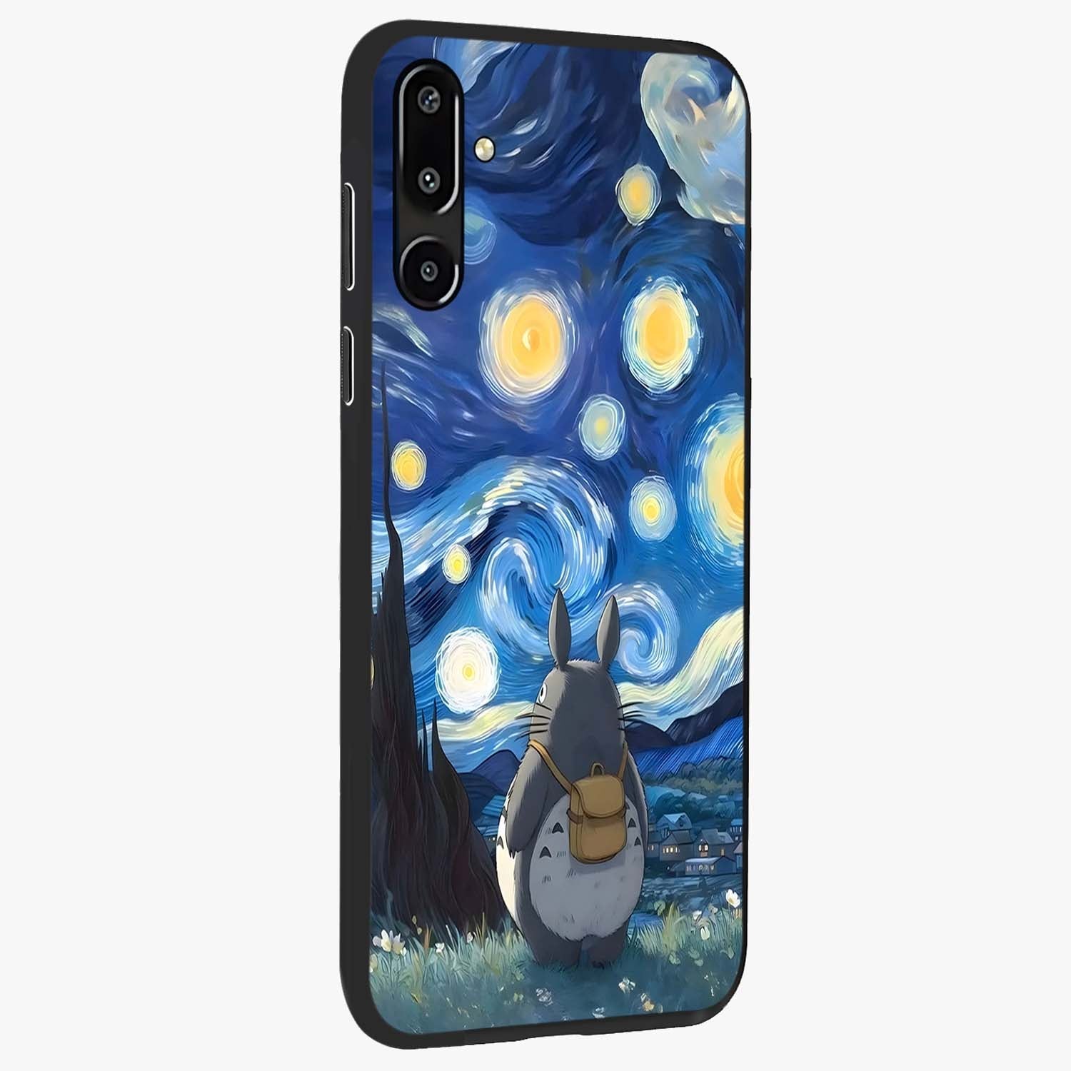 Totoro In Van Gogh Art Glass Case upright view showcasing creative character artwork with painterly artistic theme.