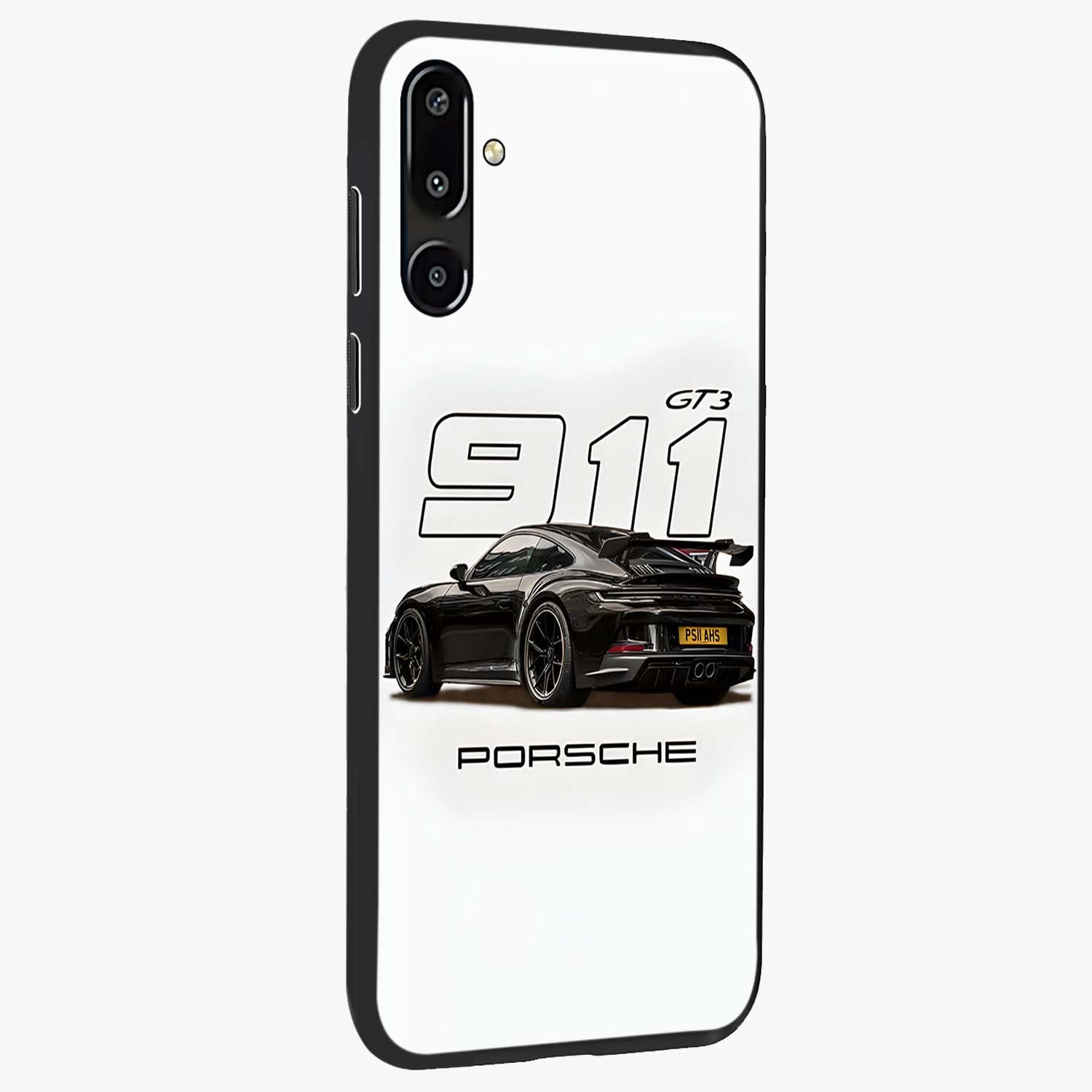 Turbo Legacy Icon Glass Case upright view showcasing bold racing inspired artwork with classic car theme.