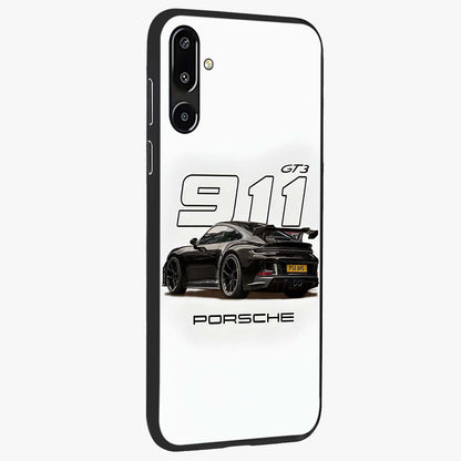 Turbo Legacy Icon Glass Case upright view showcasing bold racing inspired artwork with classic car theme.