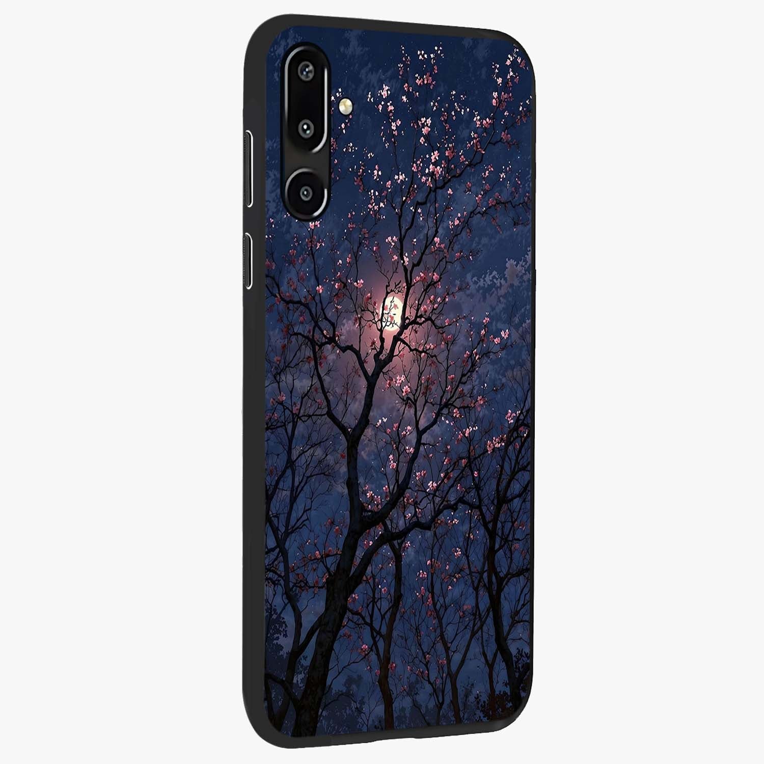 Twilight Sakura Serenade Glass Case upright view showcasing beautiful cherry blossom artwork with serene evening theme.
