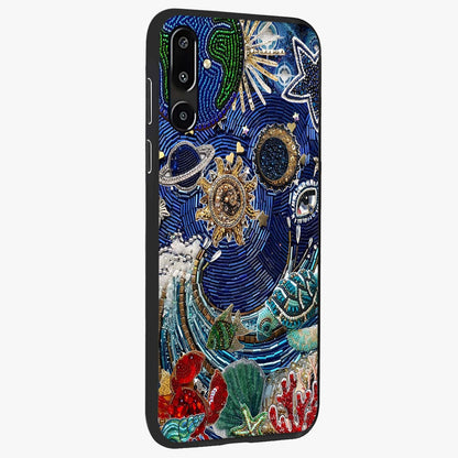 Universe Underwater Spark Glass Case upright view showcasing magical underwater galaxy artwork with vibrant cosmic theme.