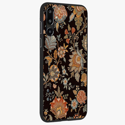 Vintage Floral Dream Glass Case upright view showcasing delicate floral artwork with timeless vintage theme.