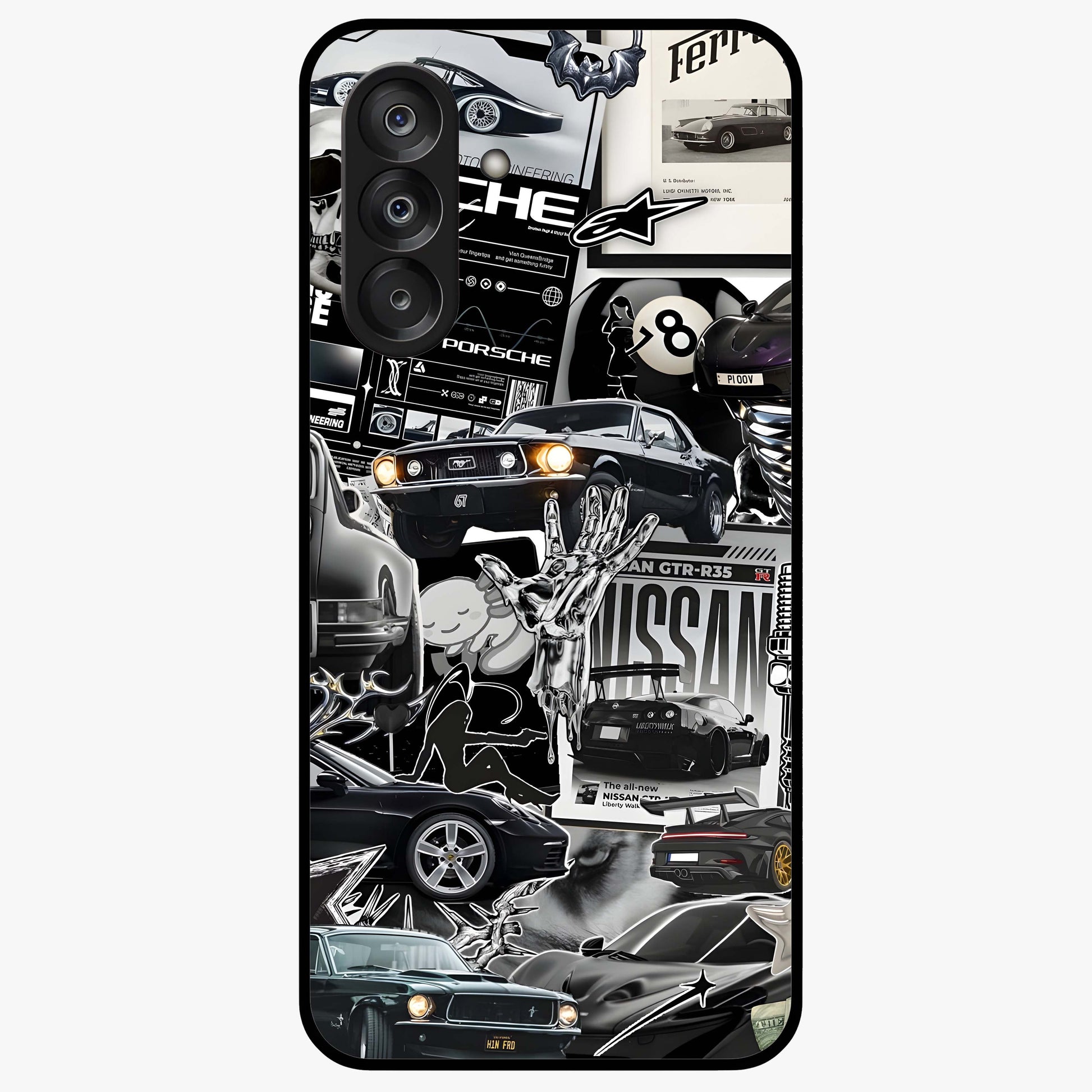 Aesthetic Dark Love Glass Case showing flat back view with dark romantic artwork and glossy glass finish.