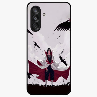 Crimson Crow Ascension Glass Case showing flat back view with mystical crow artwork and glossy glass finish.