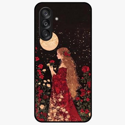 Crimson Dreams Glass Case showing flat back view with dreamy crimson artwork and glossy glass finish.