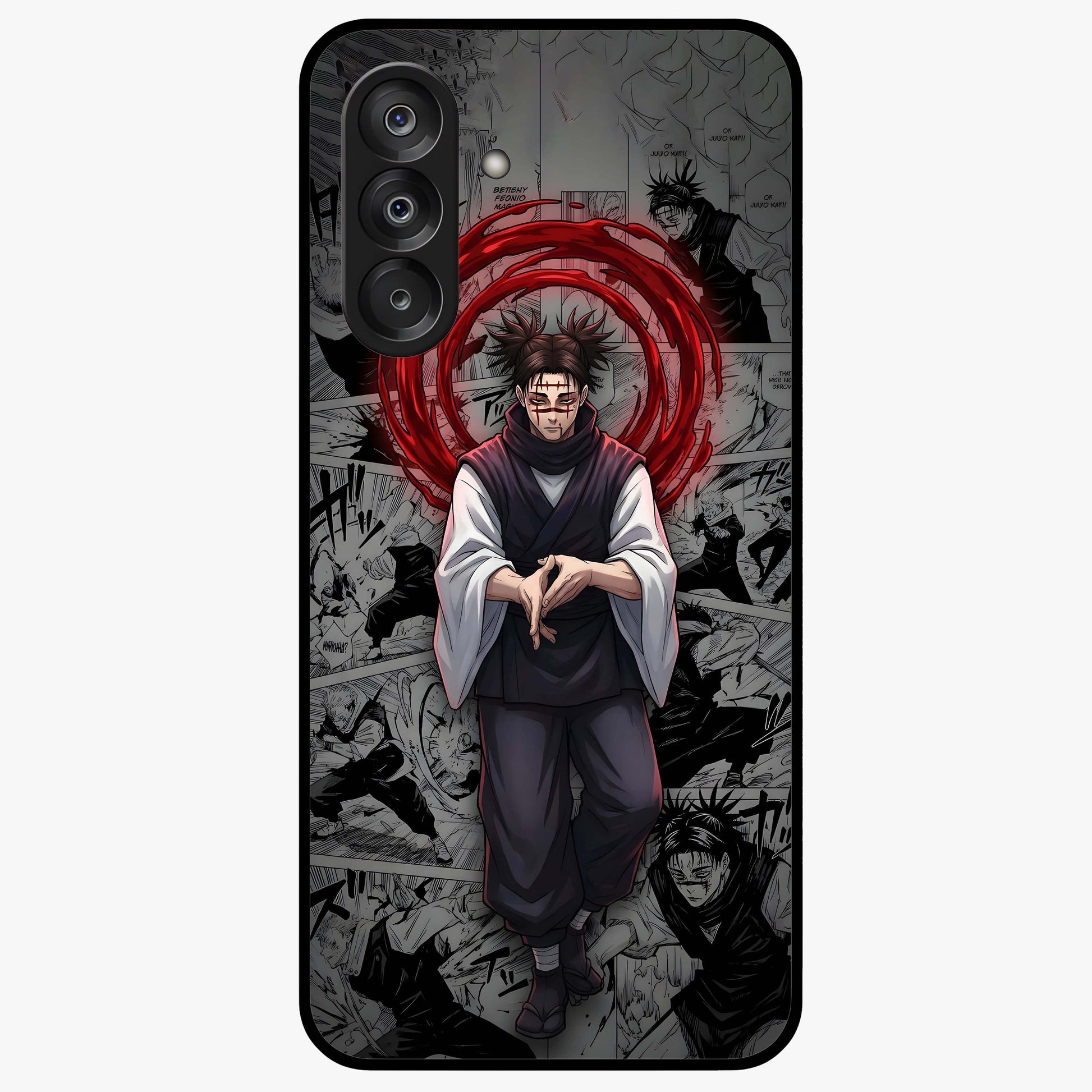 Cursed Ritual Ascension Glass Case showing flat back view with dark ritual themed artwork and glossy glass finish.