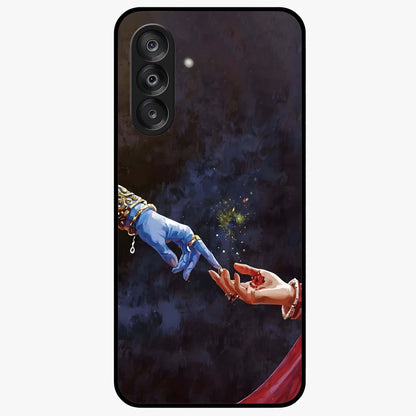 Divine Touch Eternal Glass Case showing flat back view with spiritual themed artwork and glossy glass finish.