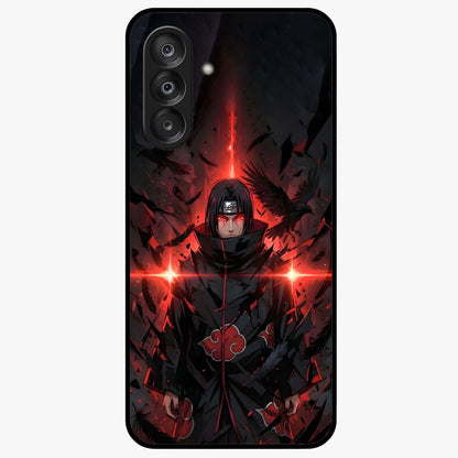Focused Blade Discipline Glass Case showing flat back view with warrior sword themed artwork and glossy glass finish.