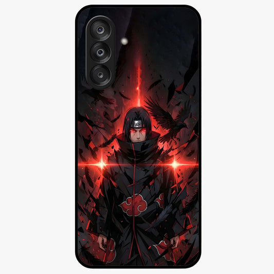 Focused Blade Discipline Glass Case showing flat back view with warrior sword themed artwork and glossy glass finish.