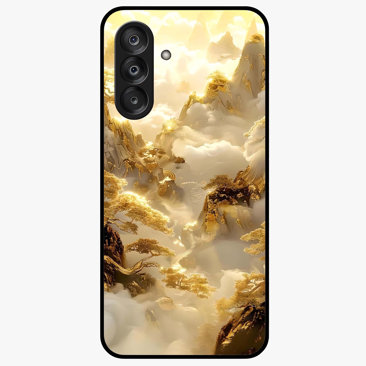 Gates Of Illumination Glass Case showing flat back view with mystical illuminated gate artwork and glossy glass finish.