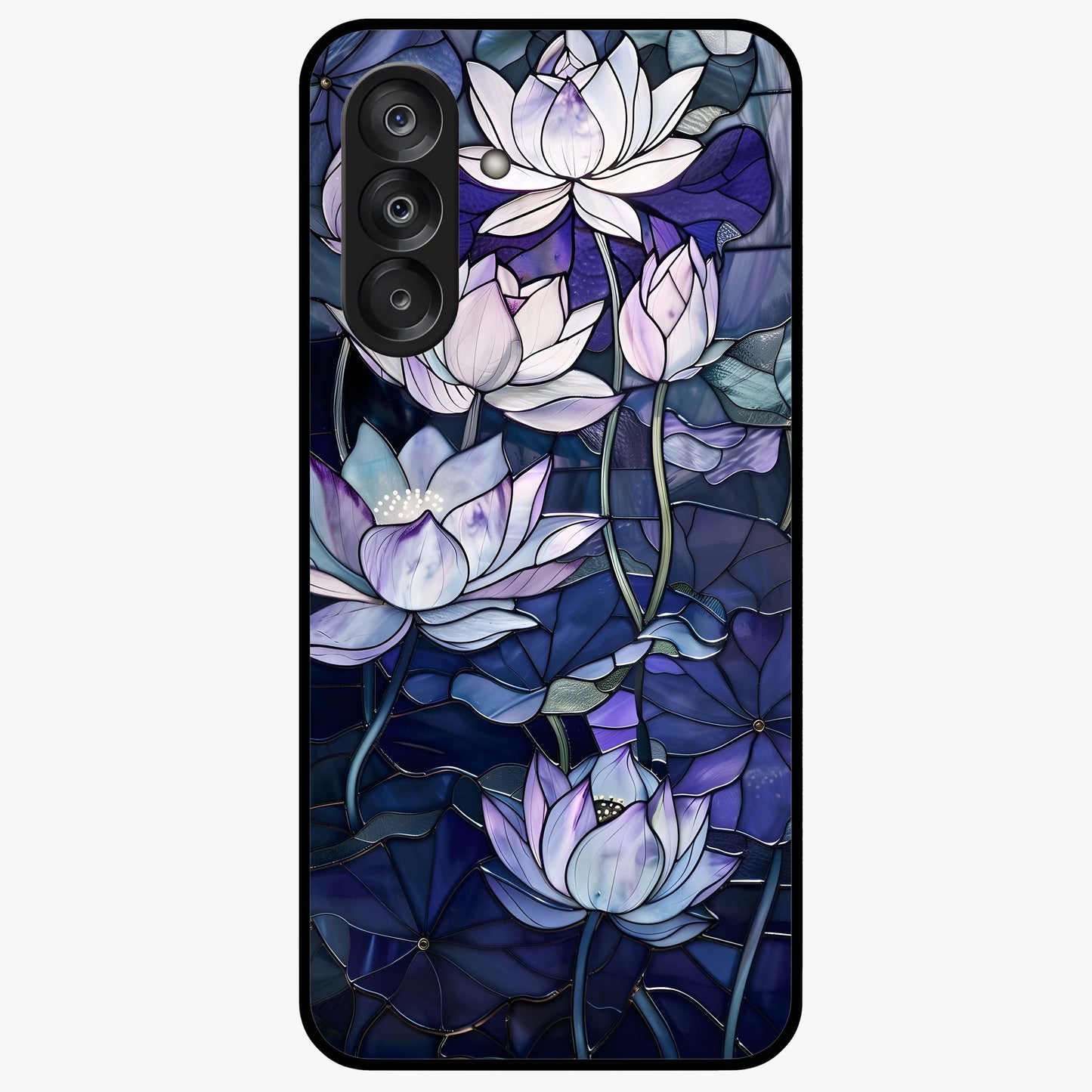 Gloss Petal Rush Glass Case showing flat back view with glossy flower petal artwork and smooth glass finish.