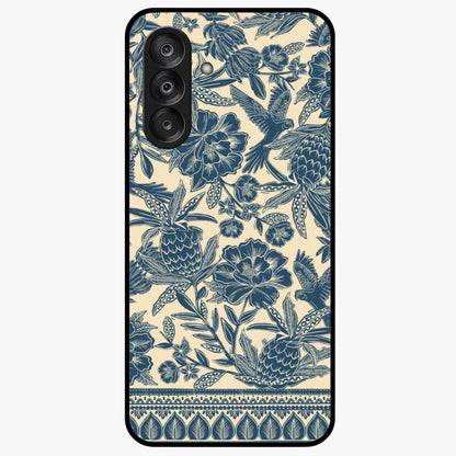 Heirloom Wild Bloom Glass Case showing flat back view with vintage inspired wild flower artwork and glossy glass finish.