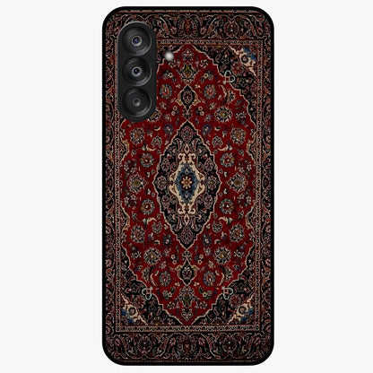 Heritage Carpet Royale Glass Case showing flat back view with ornate Persian carpet inspired pattern and glossy glass finish.