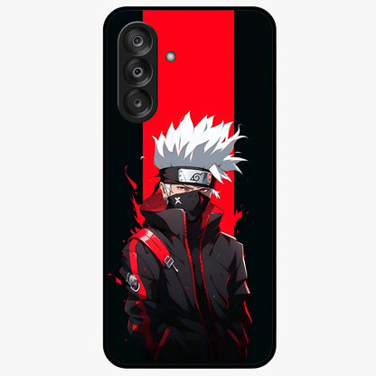 Kakashi Scarlet Shadow Glass Case showing flat back view with powerful anime ninja artwork and glossy glass finish.
