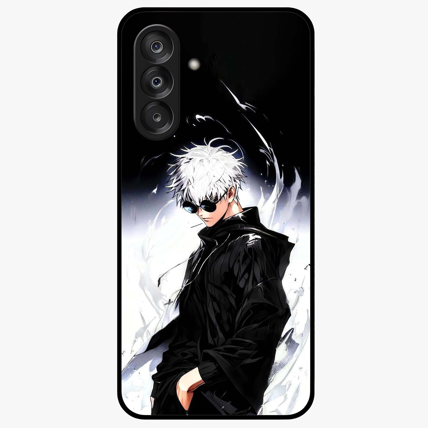 Limitless Shadow King Glass Case showing flat back view with powerful shadow warrior artwork and glossy glass finish.