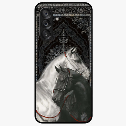 Majestic Ride Legacy Glass Case showing flat back view with powerful automotive inspired artwork and glossy glass finish.