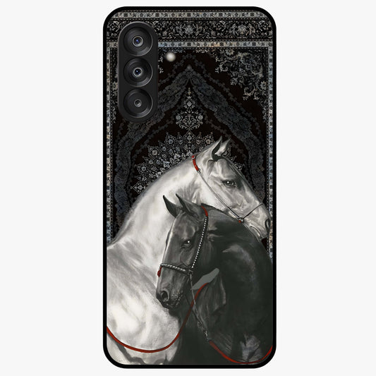 Majestic Ride Legacy Glass Case showing flat back view with powerful automotive inspired artwork and glossy glass finish.