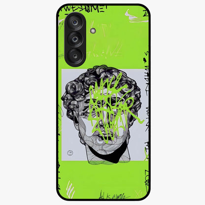 Neo Graffiti Rebellion Glass Case showing flat back view with vibrant graffiti artwork and glossy glass finish.